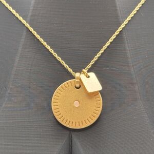 Madewell Etched Coin Medallion Necklace - Pink/Peach Stone